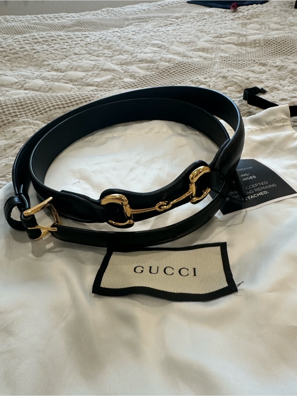 Gucci Black Leather Horsebit Detail Belt with Gold-Tone Hardware